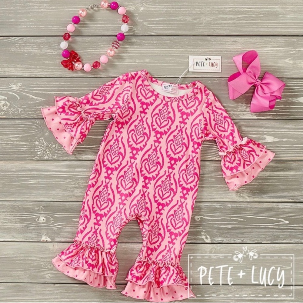 NWT Pete+Lucy Romper Pink Moroccan Print
